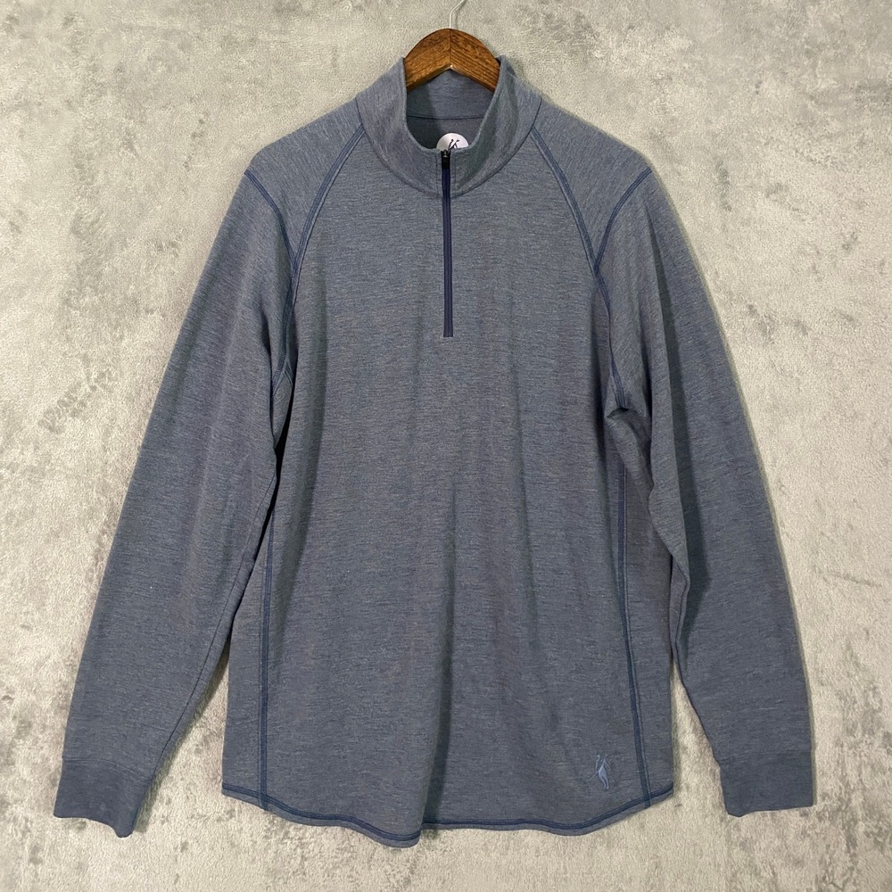Toes on the Nose Pullover Men XL Blue 1/4 Zip Mock Neck Performance Activewear